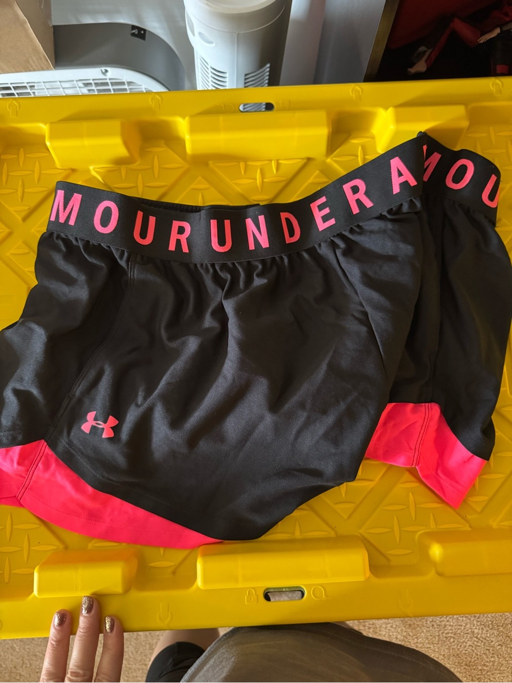 Under Armour Women’s Black Shorts with Pink Accents - Athletic Training Shorts